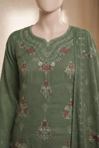 Noor by Breeza Fashion - 3PC Unstitched Embroidered Lawn Suit (Muted Olive Green)