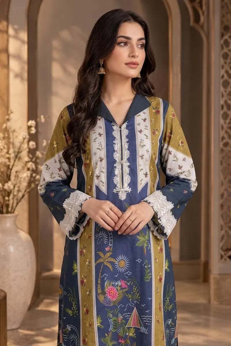 Roshaan by kbc fashion Stitched 2-Piece Suit (Indigo)
