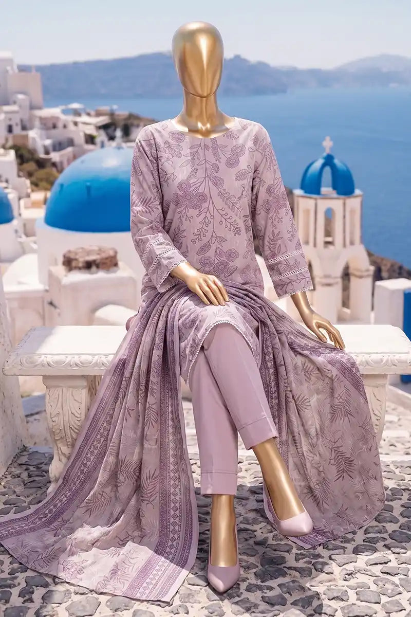 Safina Pop (Vol-01) by A One Textile - 3PC Unstitched Printed Lawn Suit (Soft Lilac)