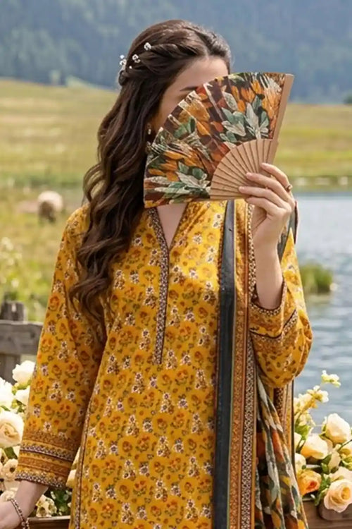Almeerah - Nelofir Bloom 3PC Unstitched Printed Lawn Suit (Amber Blossom)