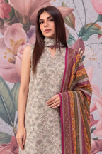 Khaadi 3-Piece Unstitched Printed Lawn Suit Set (Light Oat)