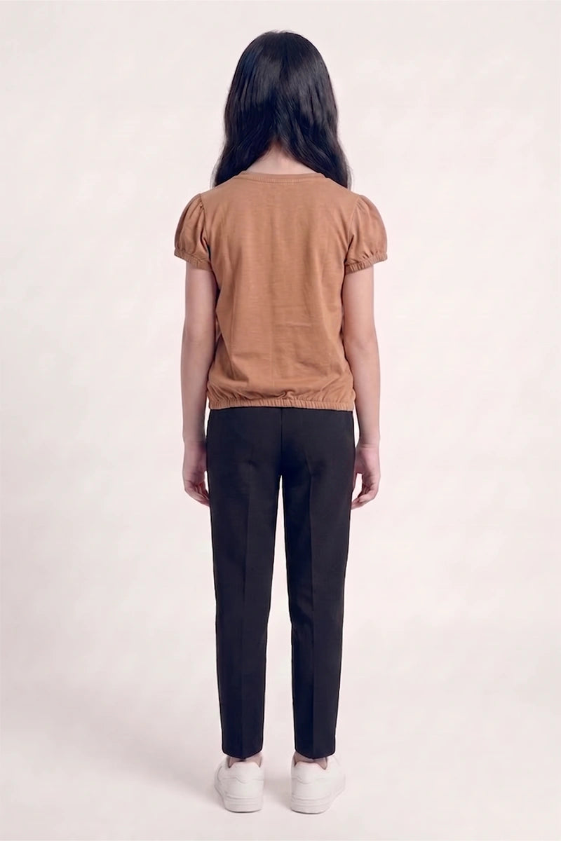 Girls Casual Comfort T-Shirt (Brown)
