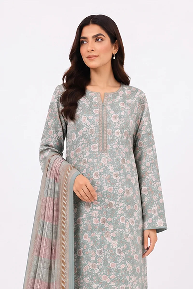 Khaadi Pre-Fall Cambric Series V-6 - 3PC Unstitched Suit (Muted Steel Blue)