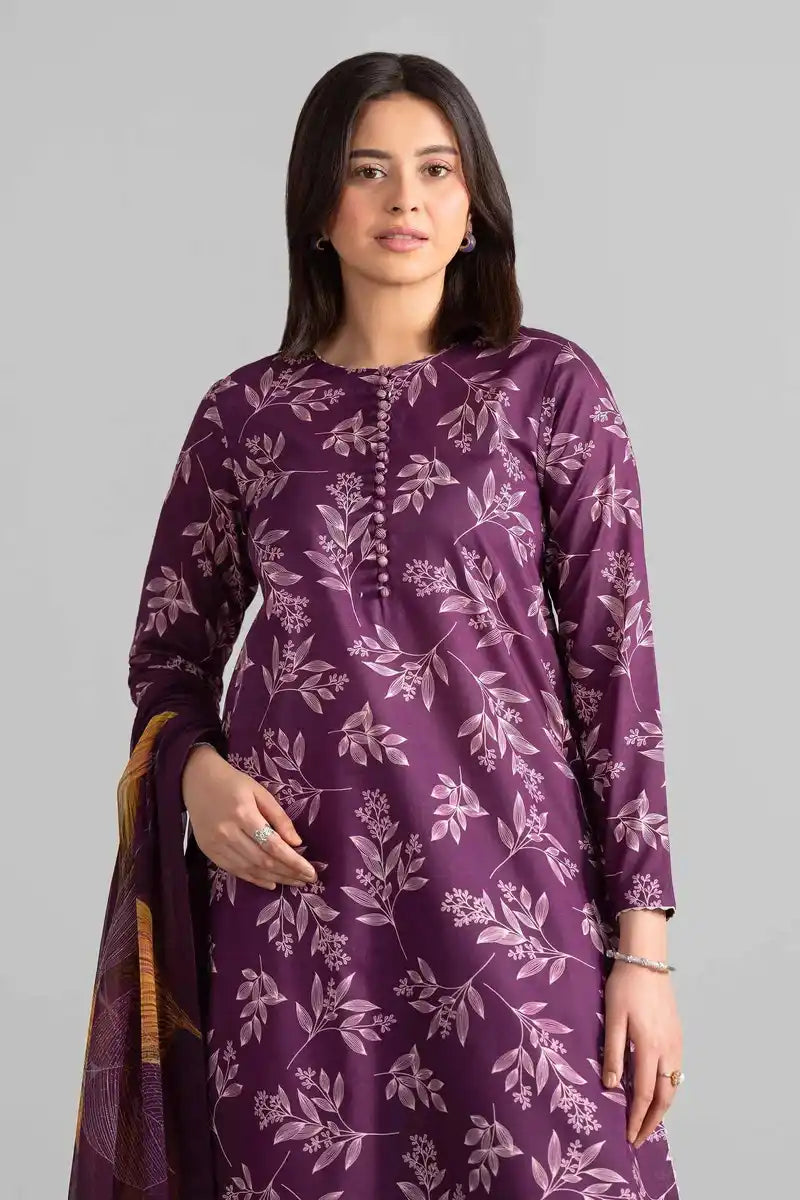 Sapphire Lawn Vol.08 - 3PC Unstitched Printed Lawn Suit (Purple)