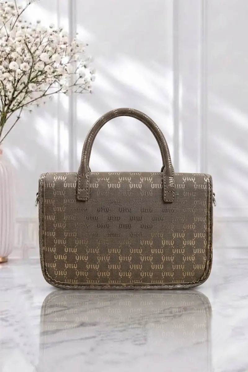 Imported Women's Structured Handbag (Olive Grey)