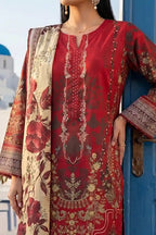 Aabruh Vol-1 3PC Unstitched Printed Lawn Suit (Deep Red Floral)