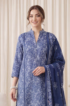 Gul Rang By Bareezé – 3-Piece Unstiched Printed Classic Lawn (Royal Blue)