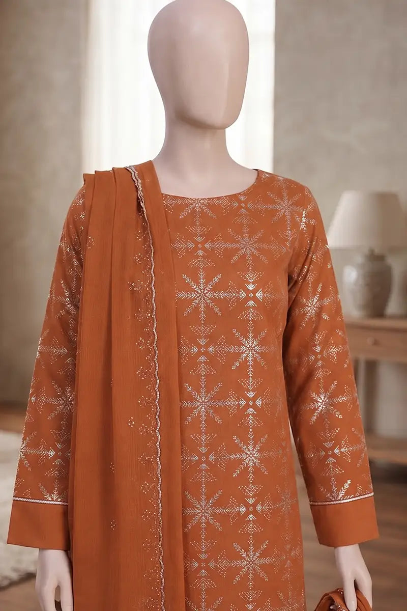 Breeza by Breeza Fashion - 3PC Unstitched Embroidered Lawn Suit (Orange)