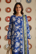 Nishat - Unstitched 3pc Printed Lawn (Royal Blue & Sage Green)