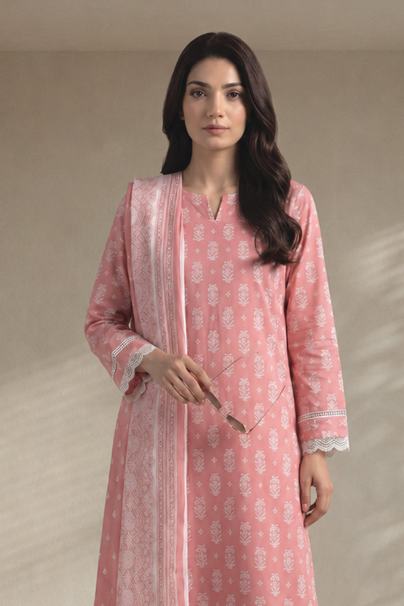 Khaadi – 3 Piece Unstiched Premium Printed Lawn Suit (Dusty Rose Pink)