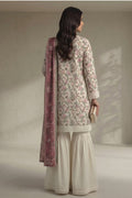 Khaadi – 3 Piece Unstitched Digital Printed Lawn Suit (White & Dark Mauve)