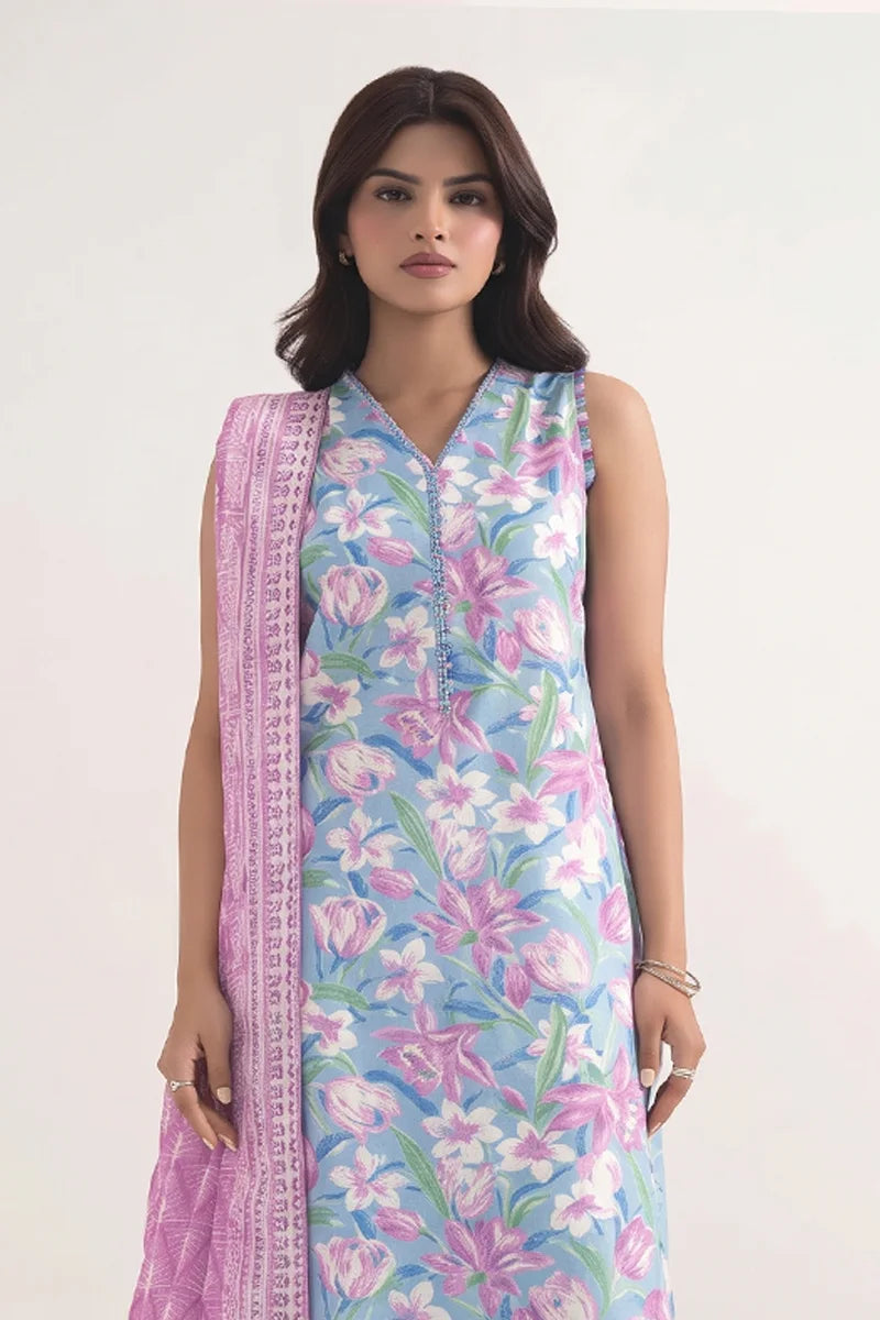 Sapphire Vol.6 - 3PC Unstitched Printed Lawn Suit (Sky Blue)
