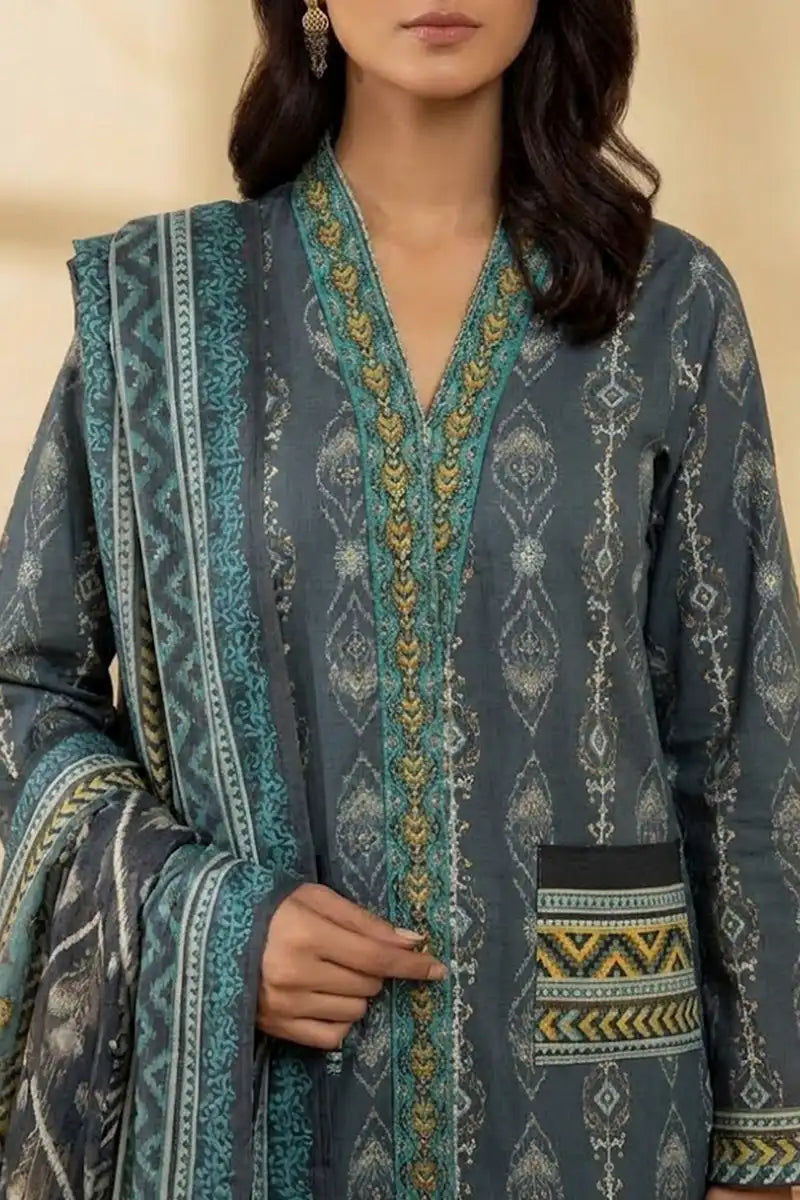 Mor Bagh 3-Piece Unstitched Printed Lawn Suit (Slate Grey)