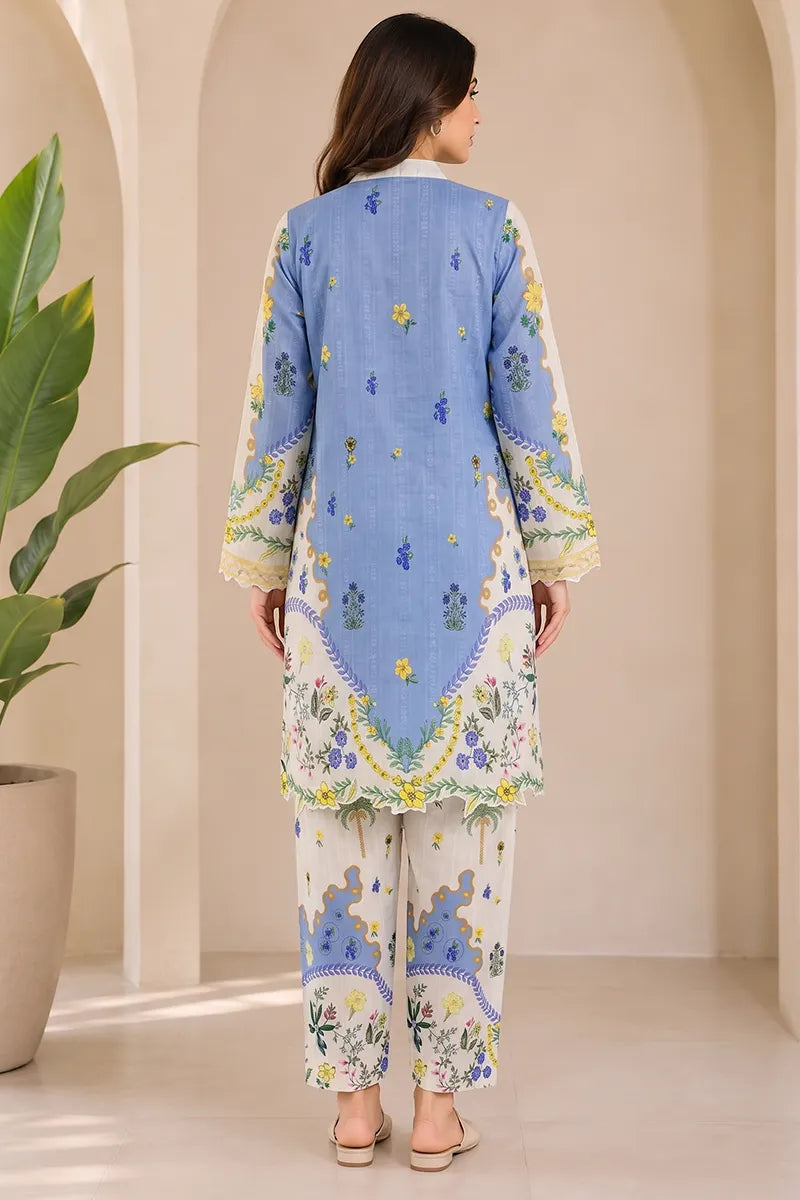KBC 2PC Stitched Collection - Printed Lawn Suit (Sky Blue)