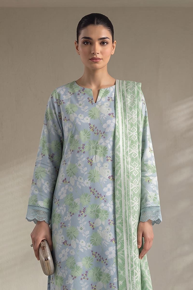 Khaadi (Vol.5) – 3 Piece Unstitched Printed Lawn Suit (Soft Powder Blue & Mint Green)