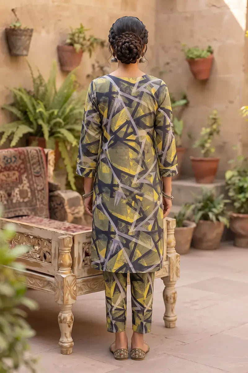 Sana Safinaz Printed Lawn Unstitched 2-Piece Suit (Khaki Green)