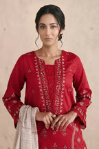 Vasal By Johra - 3PC Unstitched Embroidered Lawn Suit (Red)