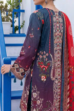 Aabruh Vol-1 3PC Unstitched Printed Lawn Suit (Deep Aubergine & Crimson)