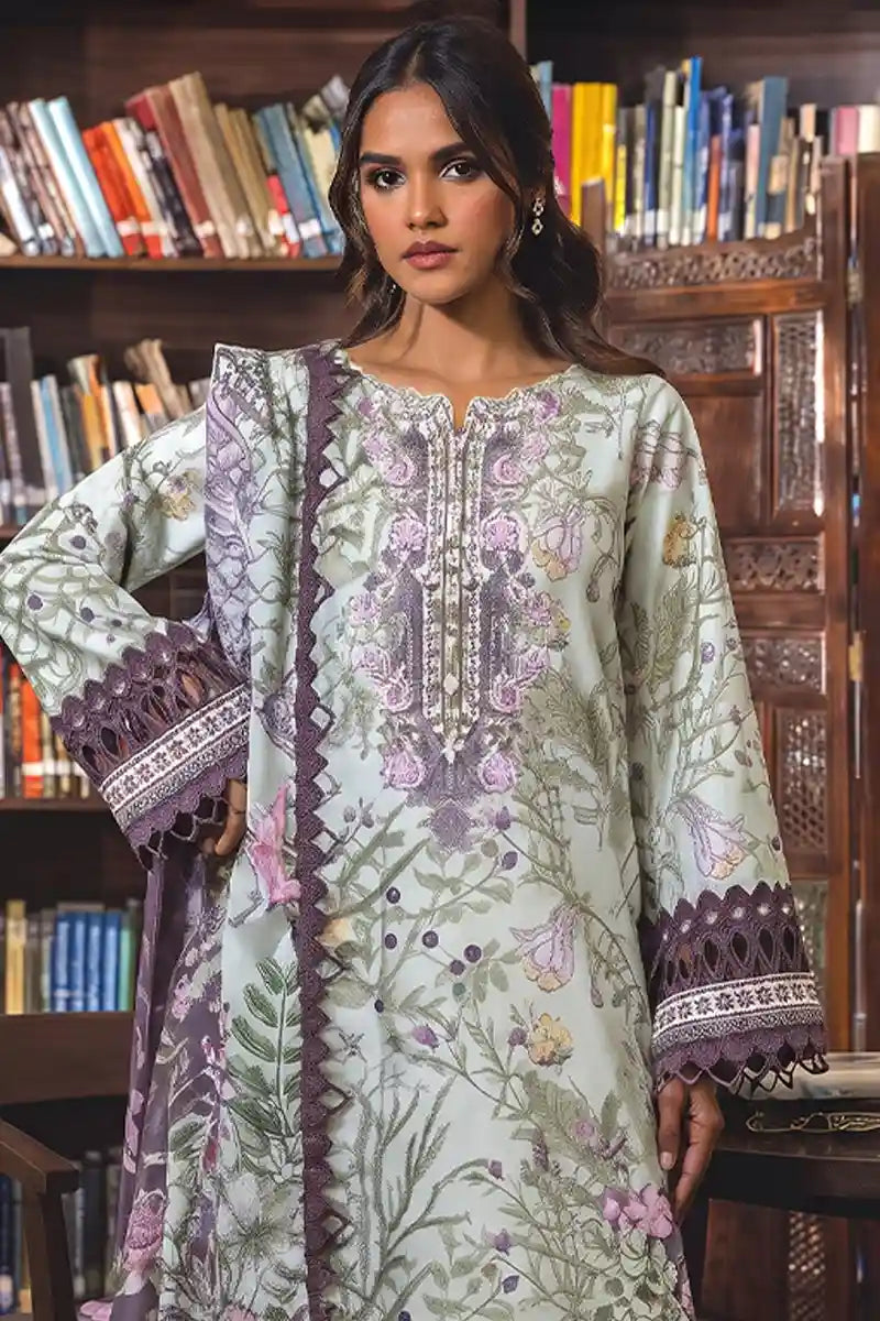 Jade Classic Cambric Collection Vol-05 - 3 Piece Unstitched Printed Suit (Pastel Green)