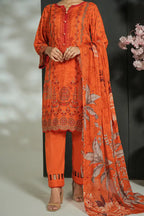 Mehrun by KBC Fashion Unstitched 3-Piece Lawn Collection (Vibrant Rust Orange)