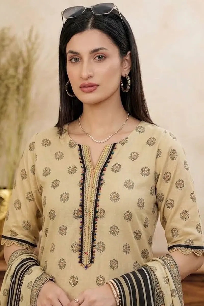 Mor Bagh 3-Piece Unstitched Printed Lawn Suit (Light Sand)