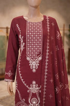 Dream by Breeza Fashion - 3PC Unstitched Embroidered Lawn Suit (Maroon)