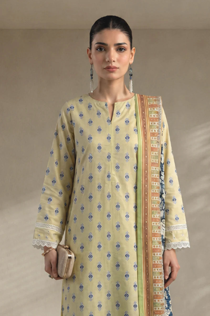 Khaadi – 3 Piece Unstitched Digital Printed Lawn Suit (Pale Pastel lime & Pistachio)