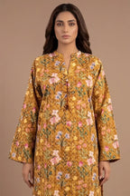 Saya Special Unstitched Khaddar 2-Piece Same Print Suit (Ochre Gold)