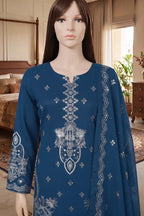 Arooj by Breeza Fashion - 3PC Unstitched Embroidered Lawn Suit (Blue)