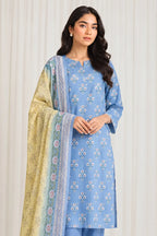 Sapphire Lawn Vol-09 - 3PC Unstitched Printed Lawn Suit(light blue)
