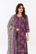 Zesh - Drop Fourteen Printed Series 3PC Unstitched Lawn Suit (Purple/White & Maroon)