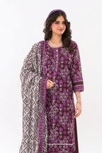 Zesh - Drop Fourteen Printed Series 3PC Unstitched Lawn Suit (Purple/White & Maroon)