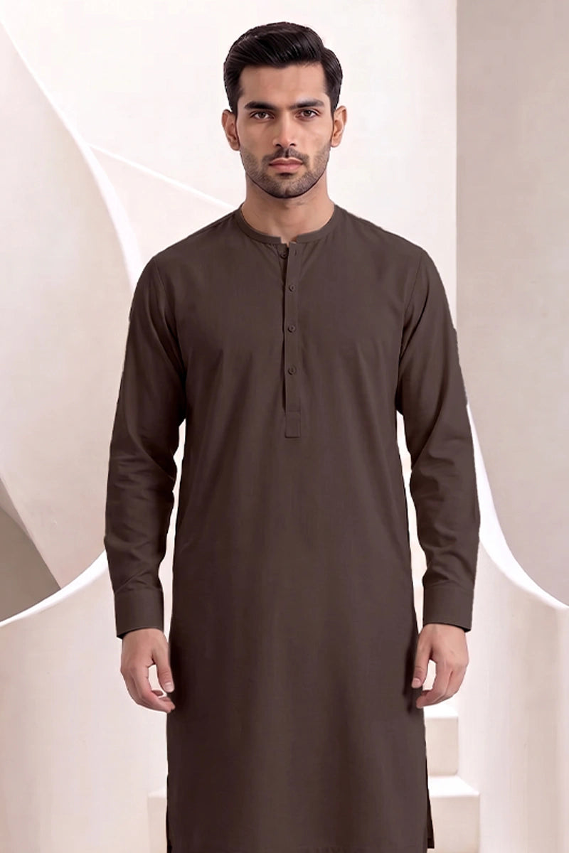 Men’s Unstitched Royal Wash & Wear Suit Fabric by KBC Fashion (Dark Earth Brown)