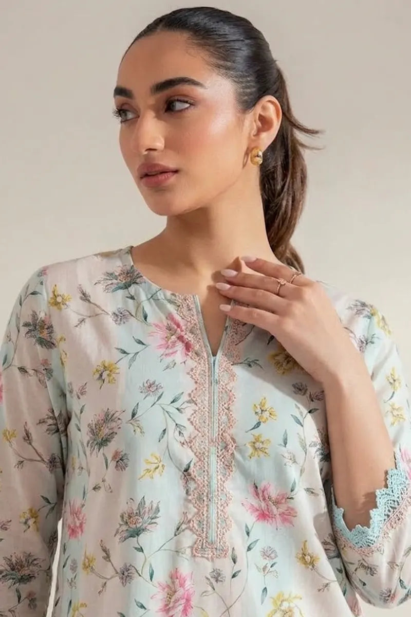 Ego Special Unstitched Khaddar 2-Piece Same Print Suit (Ice Blue)
