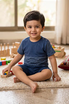 Boys Premium Cotton T-Shirt & Shorts Set (Navy)