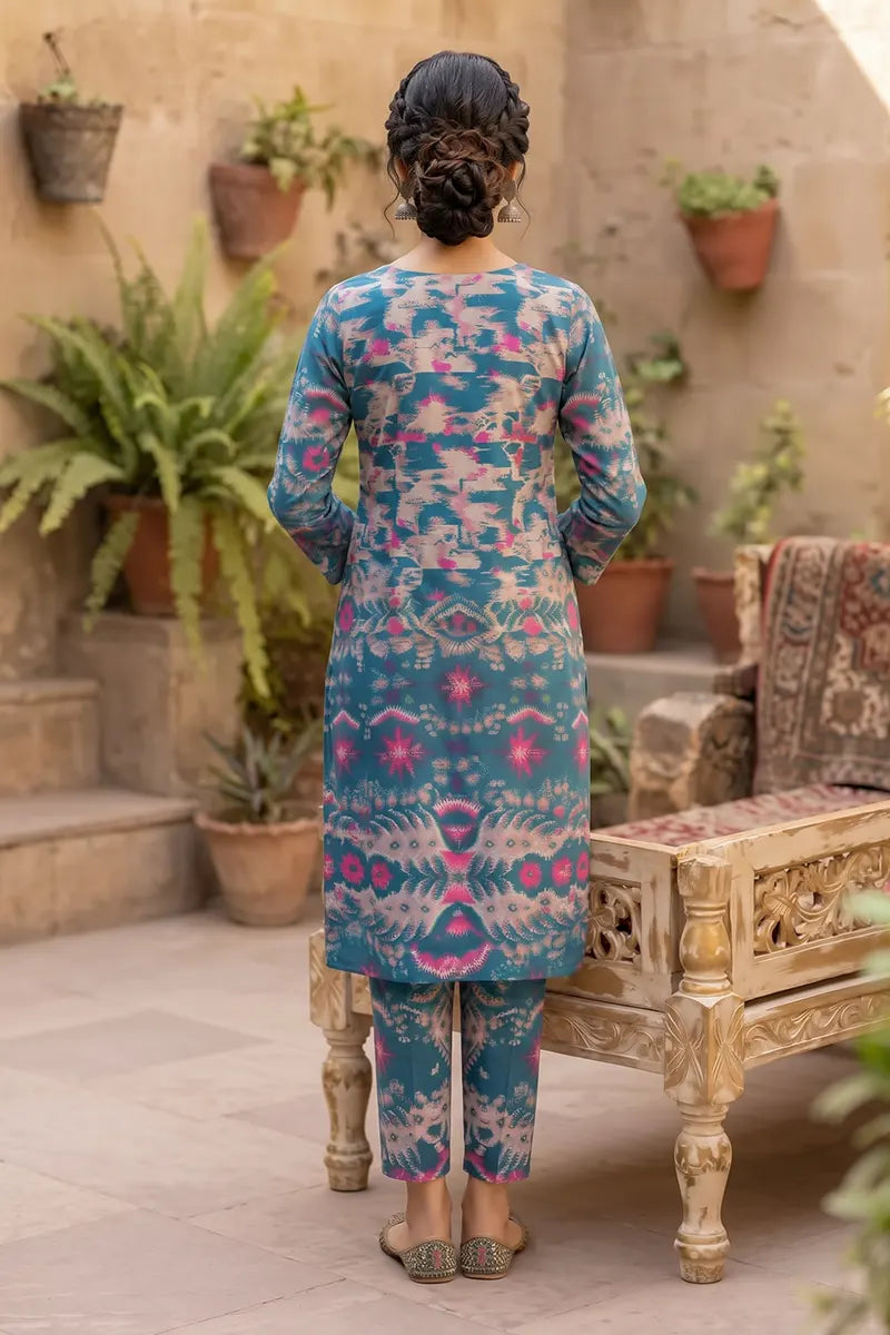 Sana Safinaz Printed Lawn Unstitched 2-Piece Suit (Sea Blue)