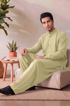 Saya Men’s Wash & Wear Unstitched Suit (Soft Lime Green)