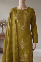 Milano by Breeza Fashion - 3PC Unstitched Embroidered Lawn Suit (Olive Green)