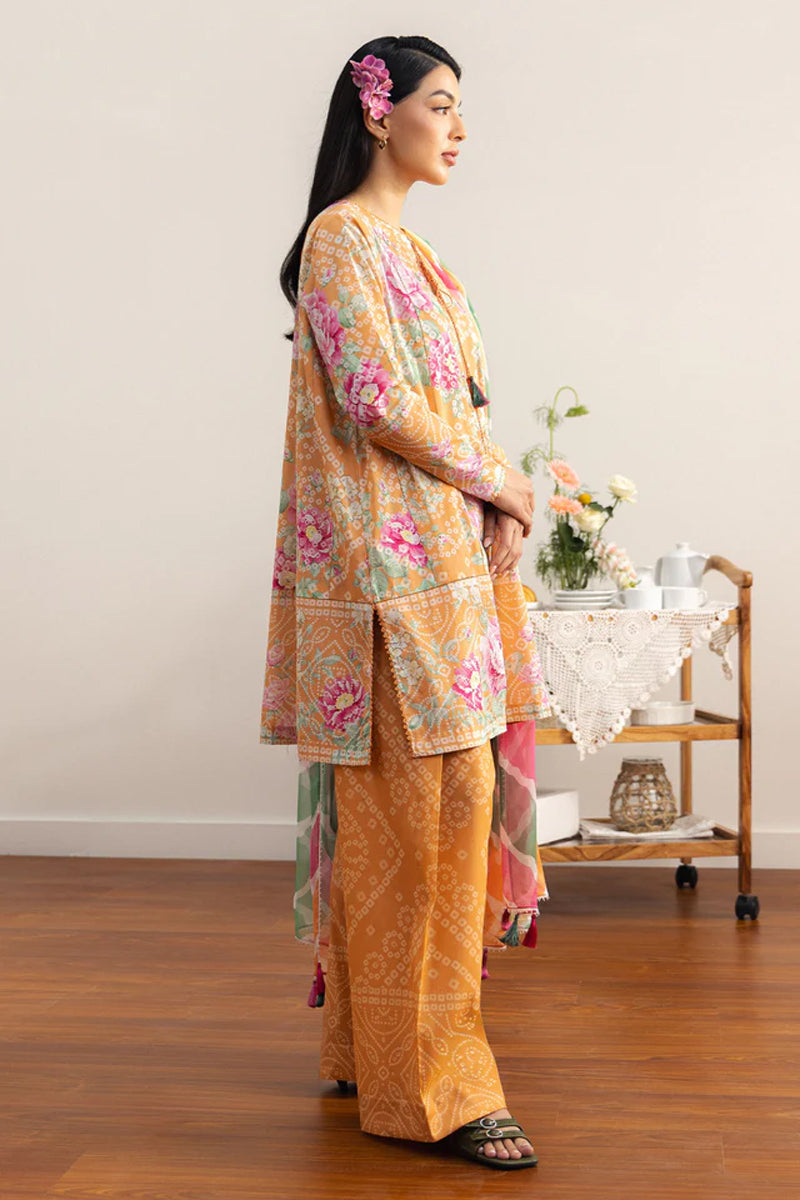 COCO By Zara Shahjahan - 3-Piece Unstitched Printed Lawn Suit (Chunri Gold)