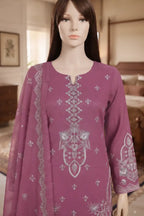 Arooj by Breeza Fashion - 3PC Unstitched Embroidered Lawn Suit (Dusty Plum)