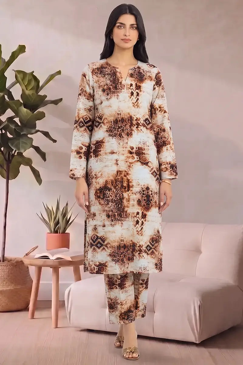 Bonanza Unstitched Lawn 2-Piece Same Print Suit (Warm Off-White)