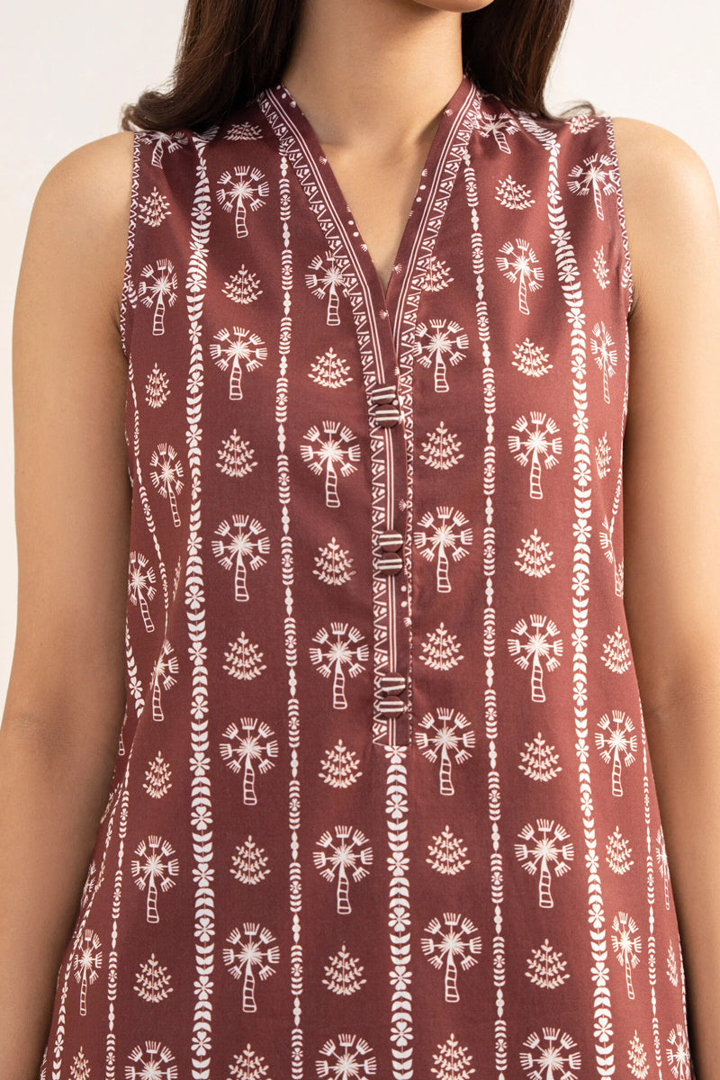 Khaadi – Summer Series 3 Piece Unstitched Printed Lawn Suit (Rust Brown)