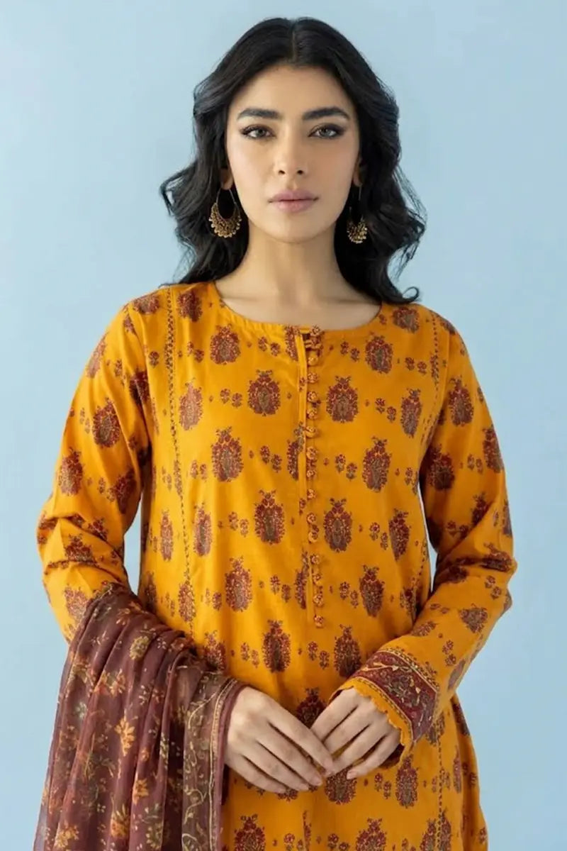 Orient Unstitched 3-Piece Lawn Collection (Honey Gold)
