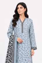 Khaadi Pre-Fall Cambric Series V-6 - 3PC Unstitched Suit (Dusty Slate Blue)