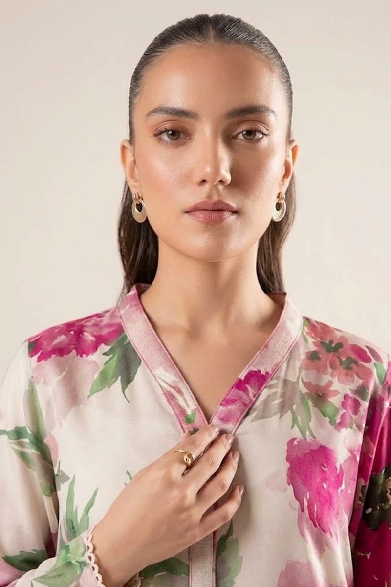 m.basics by Maria.B Special Unstitched Khaddar 2-Piece Same Print Suit (Magenta Pink)