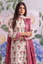 Khaadi 3-Piece Unstitched Printed Lawn Suit Set (Soft Off-White)