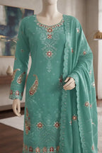 Marvi by Breeza Fashion - 3PC Unstitched Embroidered Lawn Suit (Sea Green)
