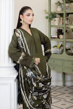 Emerald By Johra - 3 Piece Unstitched Embroidered Chikankari Lawn Suit (Dark Green)