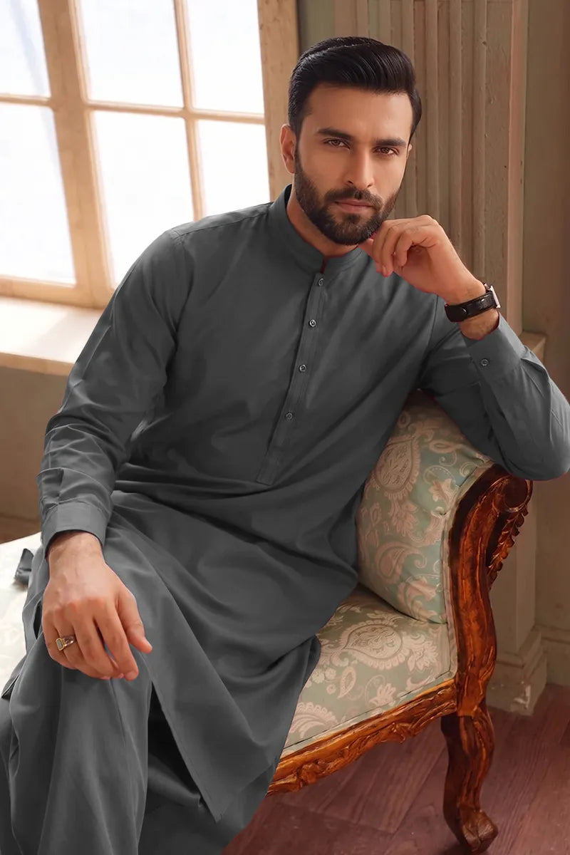 Men’s Wash & Wear Unstitched Fabric By KBC Fashion (Charcoal)