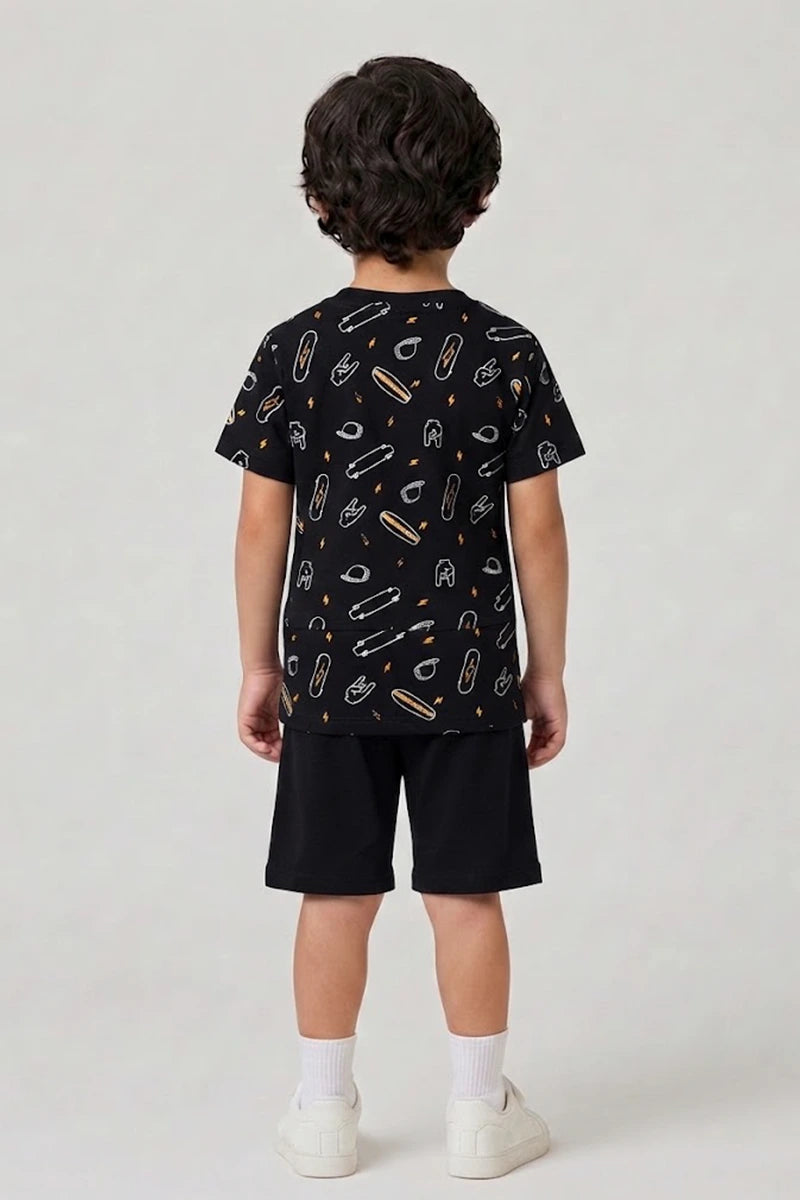 Boys T-Shirt & Shorts Set (Black)
